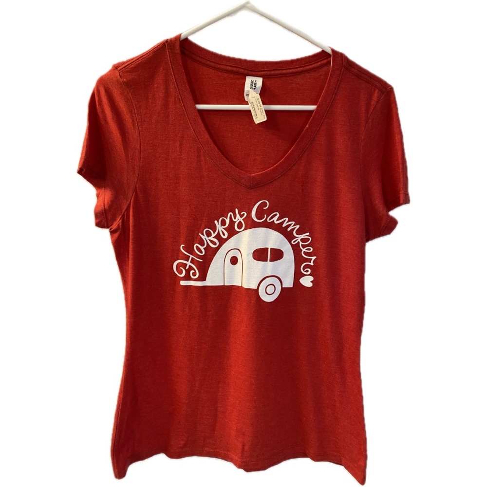 District Made ‘Happy Camper’ tee, red, size medium.  NWT.